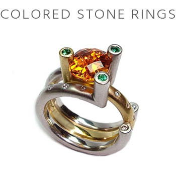 Colored stone rings
